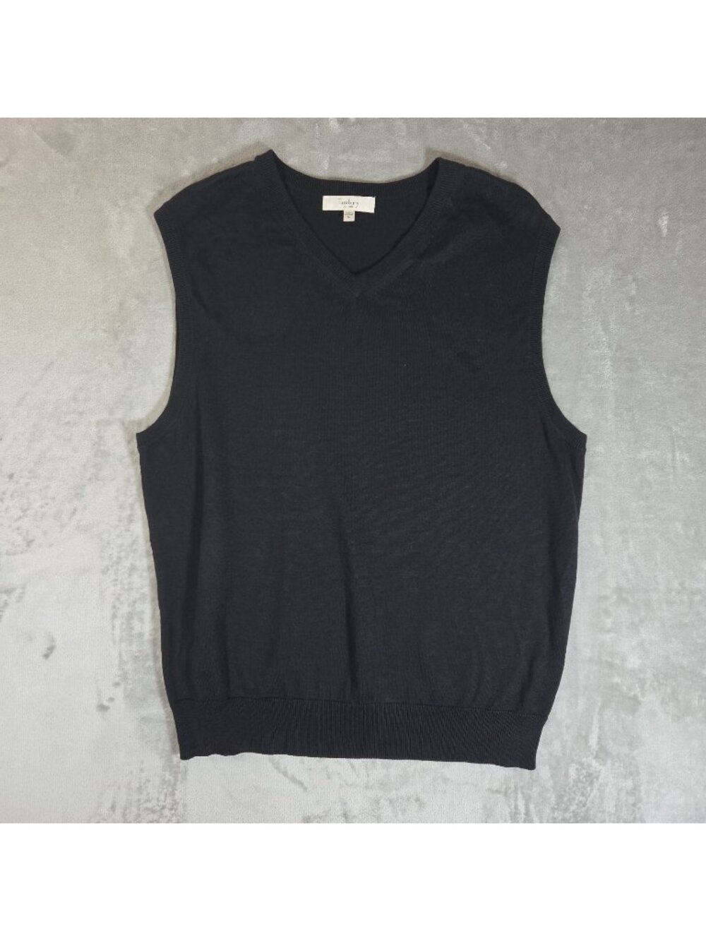 Turnbury Mens Silk Cotton V-Neck Sweater Vest Black Large
